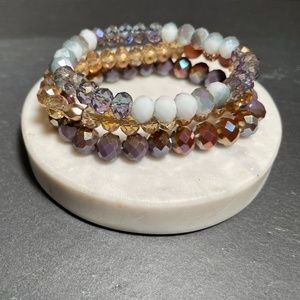 Beaded Stacking Stretch Bracelets Set of 3